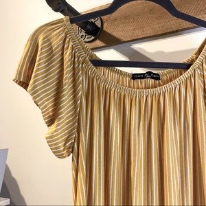 Mustard Yellow Off Shoulder Striped Top